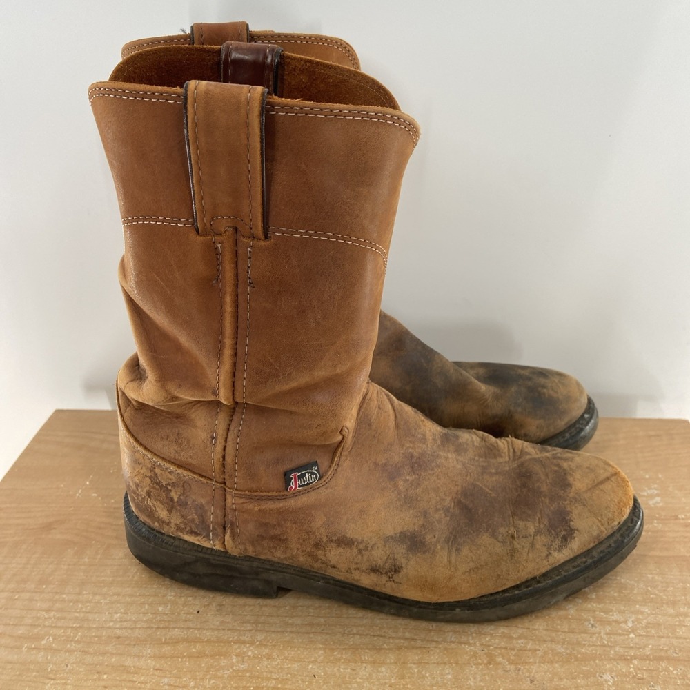 Justin Men's Conductor 10" Brown Leather Pull On Boot Style # 4760 Size 9 EE